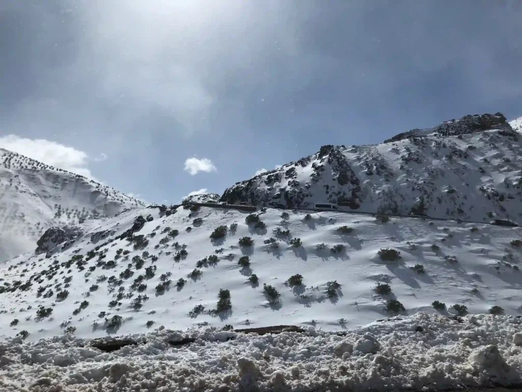 Snow on the High Atlas Mountains in winter